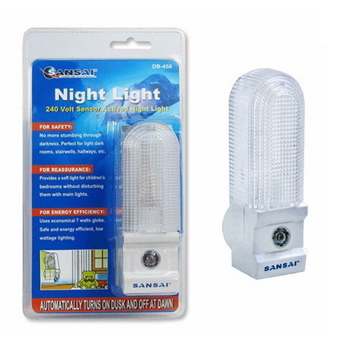  Sansai 7W Globe Night Light With Sensor Activated On/Off Auto