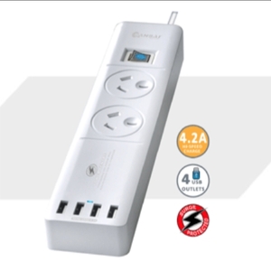 2 Outlet Surge Protected USB Powerboard