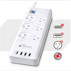 6 Outlet USB-A & USB-C Powerboard